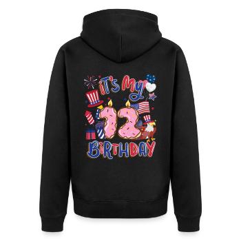Es Ist Mein 12 Geburtstag Eagle 4. Juli - Unisex Premium Bio Zip Hoodie - Schwarz - Hinten - Nico (187cm)