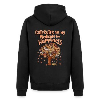 Cat fruits are my medicine for happiness - Unisex Premium Organic Zip Hoodie - black - Back - Nico (187cm)