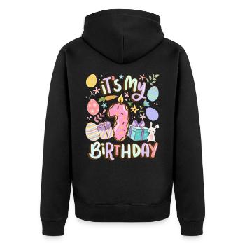 Es Ist Mein 1 Geburtstag Ostern Donut Holiday - Unisex Premium Bio Zip Hoodie - Schwarz - Hinten - Nico (187cm)