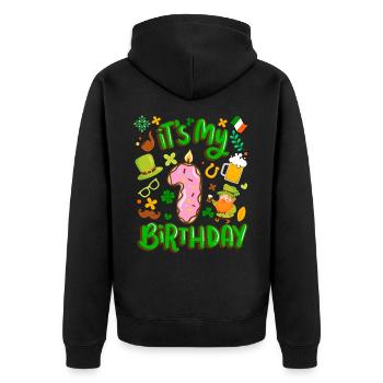 C’est mon donut de vacances 1 anniversaire st. - Veste à capuche bio Premium Unisexe - noir - Dos - Nico (187cm)