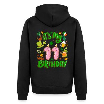 C’est mon beignet de vacances de 11 ans. - Veste à capuche bio Premium Unisexe - noir - Dos - Nico (187cm)