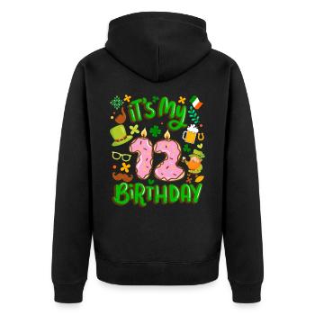 C’est mon beignet de vacances de 12 ans. - Veste à capuche bio Premium Unisexe - noir - Dos - Nico (187cm)