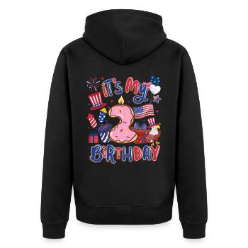 Es Ist Mein 2 Geburtstag Eagle 4. Juli - Unisex Premium Bio Zip Hoodie - Schwarz - Hinten - Nico (187cm)
