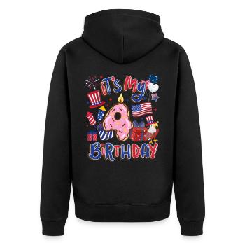 Es Ist Mein 4 Geburtstag Eagle 4. Juli - Unisex Premium Bio Zip Hoodie - Schwarz - Hinten - Nico (187cm)