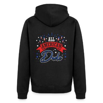 All American Dude 4. Juli Feuerwerkskörper - Unisex Premium Bio Zip Hoodie - Schwarz - Hinten - Nico (187cm)
