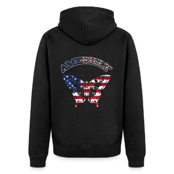 Amerifly July 4 Butterfly Wings - Unisex Premium Organic Zip Hoodie - black - Back - Nico (187cm)