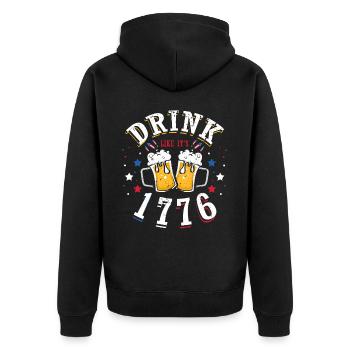 Trinken Wie 1776 4. Juli Biertrinker - Unisex Premium Bio Zip Hoodie - Schwarz - Hinten - Nico (187cm)