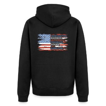 Washington, Madison 4th of July Heroes - Unisex Premium Organic Zip Hoodie - black - Back - Nico (187cm)