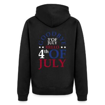 Goodbye July 3rd Hello July 4th, - Unisex Premium Organic Zip Hoodie - black - Back - Nico (187cm)