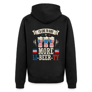 Ich Möchte Mehr Li-bier-ty 4. Juli - Unisex Premium Bio Zip Hoodie - Schwarz - Hinten - Nico (187cm)