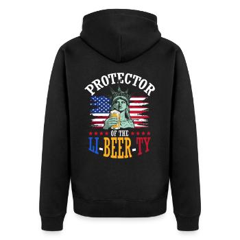 Protector Of Li-beer-ty 4. Juli Unabhängigkeitstag - Unisex Premium Bio Zip Hoodie - Schwarz - Hinten - Nico (187cm)