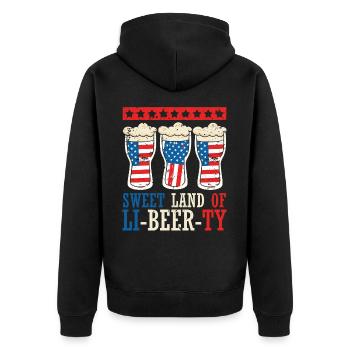 Süßes Land Der Li-bier-ty 4. Juli - Unisex Premium Bio Zip Hoodie - Schwarz - Hinten - Nico (187cm)