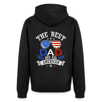 Der Beste Vater 4. Juli Unabhängigkeit Vatertag - Unisex Premium Bio Zip Hoodie - Schwarz - Hinten - Nico (187cm)