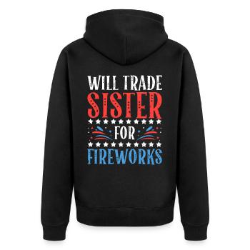 Wird Schwester Für Feuerwerk 4. Juli Feminist - Unisex Premium Bio Zip Hoodie - Schwarz - Hinten - Nico (187cm)