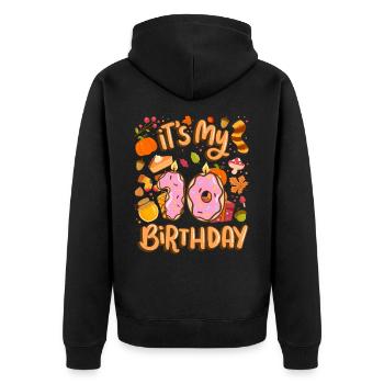 It's my 10 birthday autumn maple leaf - Unisex Premium Organic Zip Hoodie - black - Back - Nico (187cm)