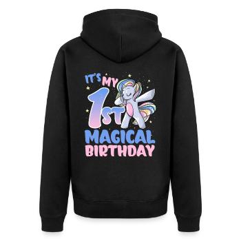 It's my 1st magical birthday - Unisex Premium Organic Zip Hoodie - black - Back - Nico (187cm)