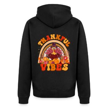 Thankful Vibes Thanksgiving Türkei Urlaub Blumen - Unisex Premium Bio Zip Hoodie - Schwarz - Hinten - Nico (187cm)