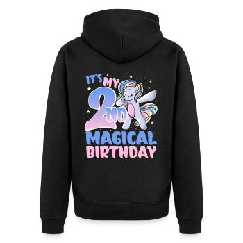 It's my 2nd magical birthday - Unisex Premium Organic Zip Hoodie - black - Back - Nico (187cm)
