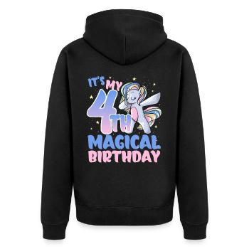 It's my 4th magical birthday - Unisex Premium Organic Zip Hoodie - black - Back - Nico (187cm)