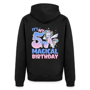It's my 5th magical birthday - Unisex Premium Organic Zip Hoodie - black - Back - Nico (187cm)