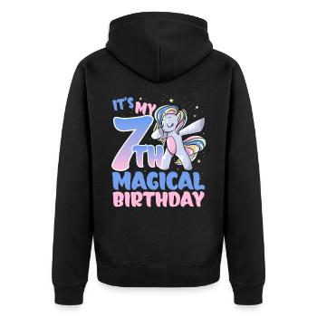 It's my 7th magical birthday - Unisex Premium Organic Zip Hoodie - black - Back - Nico (187cm)