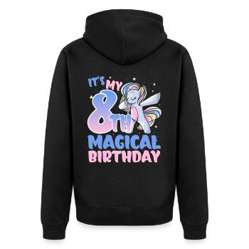 It's my 8th magical birthday - Unisex Premium Organic Zip Hoodie - black - Back - Nico (187cm)