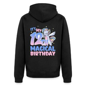 It's my 12th magical birthday - Unisex Premium Organic Zip Hoodie - black - Back - Nico (187cm)