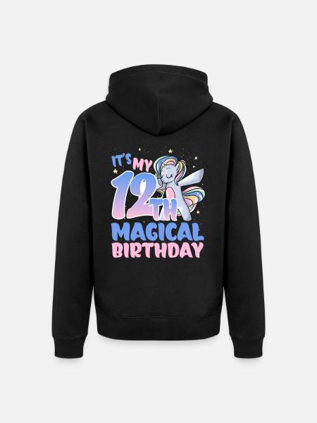 It's my 12th magical birthday - Unisex Premium Organic Zip Hoodie - black