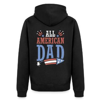 All American Dad 4. Juli Feuerwerkskörper - Unisex Premium Bio Zip Hoodie - Schwarz - Hinten - Nico (187cm)