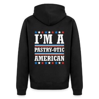 I'm A Pastry-otic American 4. Juli - Unisex Premium Bio Zip Hoodie - Schwarz - Hinten - Nico (187cm)