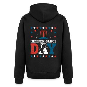 Indepen-dance Day 4. Juli Independence Day Dancer - Unisex Premium Bio Zip Hoodie - Schwarz - Hinten - Nico (187cm)