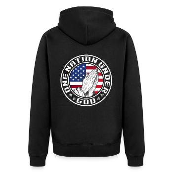 Une nation sous Dieu prie pour - Veste à capuche bio Premium Unisexe - noir - Dos - Nico (187cm)