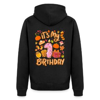 Es Ist Mein 1 Geburtstag Herbst Ahornblatt Herbst - Unisex Premium Bio Zip Hoodie - Schwarz - Hinten - Nico (187cm)