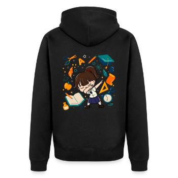 Dabbing Girl First Day of School Student Kid - Unisex Premium Organic Zip Hoodie - black - Back - Nico (187cm)