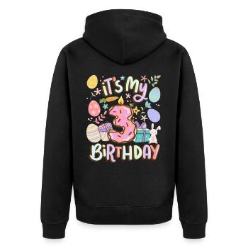 C’est mon lapin de vacances de Noël beignet de Pâques pour mes 3 ans - Veste à capuche bio Premium Unisexe - noir - Dos - Nico (187cm)