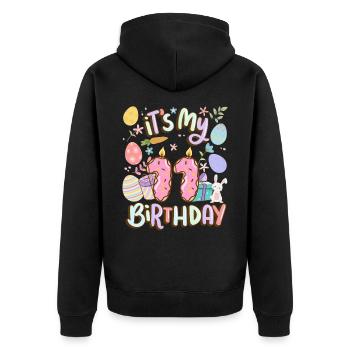 It's my 11 birthday Easter donut holiday - Unisex Premium Organic Zip Hoodie - black - Back - Nico (187cm)