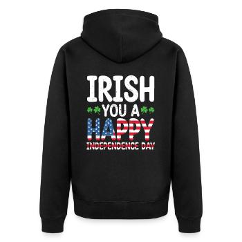 Irish You A Happy Independence Day Amerikanische - Unisex Premium Bio Zip Hoodie - Schwarz - Hinten - Nico (187cm)