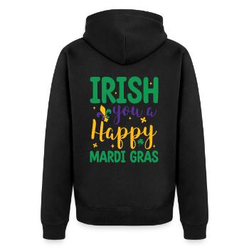 Irish You A Happy Mardi Gras Green Clover - Unisex Premium Organic Zip Hoodie - black - Back - Nico (187cm)