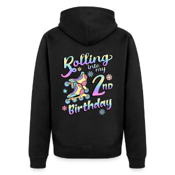 Rolling Into My 2nd Birthday Roller Skater Inline - Unisex Premium Organic Zip Hoodie - black - Back - Nico (187cm)