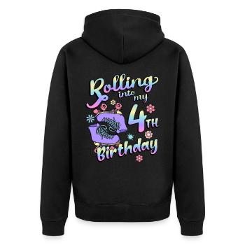 Rolling Into My 4th Birthday Quad Skater - Unisex Premium Bio Zip Hoodie - Schwarz - Hinten - Nico (187cm)