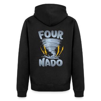 Avertissement de quatre nado 4e anniversaire | Tornade - Veste à capuche bio Premium Unisexe - noir - Dos - Nico (187cm)