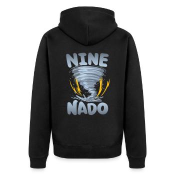 Neuf nado Avertissement 9e anniversaire | Tornade - Veste à capuche bio Premium Unisexe - noir - Dos - Nico (187cm)