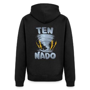 Avertissement de dix nado 10e anniversaire | Tornade - Veste à capuche bio Premium Unisexe - noir - Dos - Nico (187cm)