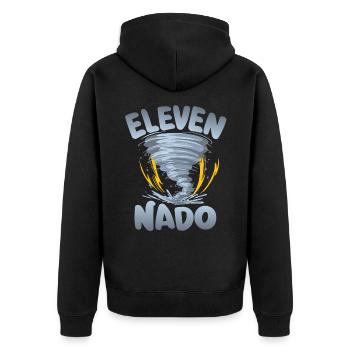 Avertissement Ten-nado 11e anniversaire | Tornade - Veste à capuche bio Premium Unisexe - noir - Dos - Nico (187cm)