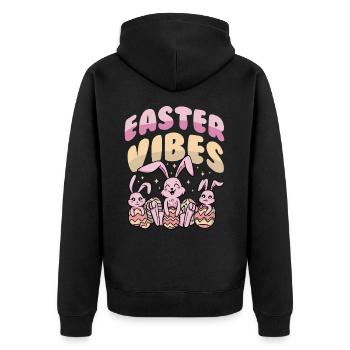 Ambiance de Pâques Mignons Bunnies Saison des Fêtes - Veste à capuche bio Premium Unisexe - noir - Dos - Nico (187cm)