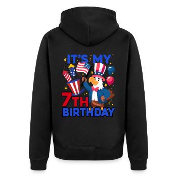 Es Ist Mein 7. Geburtstag Firecracker Kid 4th Of - Unisex Premium Bio Zip Hoodie - Schwarz - Hinten - Nico (187cm)