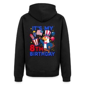 Es Ist Mein 8. Geburtstag Firecracker Kid 4th Of - Unisex Premium Bio Zip Hoodie - Schwarz - Hinten - Nico (187cm)