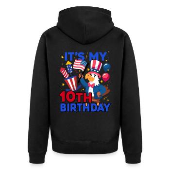 Es Ist Mein 10. Geburtstag Firecracker Kid 4th Of - Unisex Premium Bio Zip Hoodie - Schwarz - Hinten - Nico (187cm)