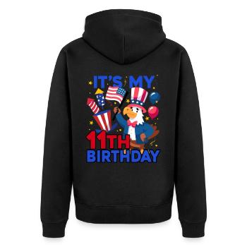 Es Ist Mein 11. Geburtstag Firecracker Kid 4th Of - Unisex Premium Bio Zip Hoodie - Schwarz - Hinten - Nico (187cm)