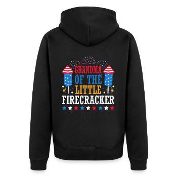 Grandmother of the Little Firecracker July 4 - Unisex Premium Organic Zip Hoodie - black - Back - Nico (187cm)